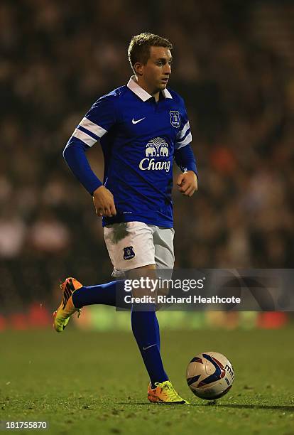 Gerard Deulofeu of Everton in action during the Captial One Cup Third Round match between Fulham and Everton at Craven Cottage on September 24, 2013...