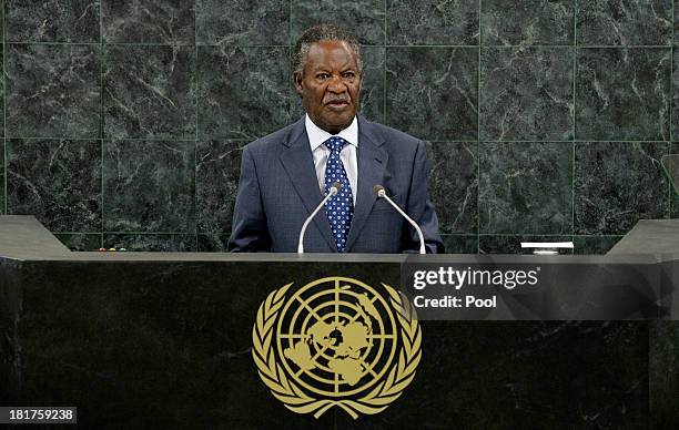 President of Zambia Michael Chilufya Sata speaks during the U.N. General Assembly on September 24, 2013 in New York City. Over 120 prime ministers,...