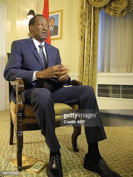 President of Burkina Faso, Blaise Compaore is interviewed by Agence France-Presse on the sidelines of the 68th United Nations Assembly on September...