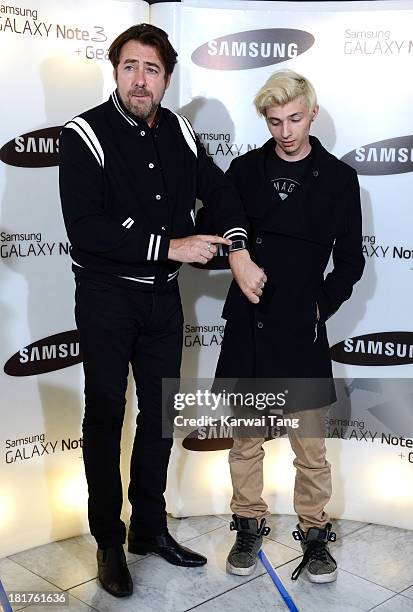 Jonathan Ross with son Harvey Kirby Ross attend the launch of Samsung's Galaxy Gear and Galaxy Note 3 at ME Hotel on September 24, 2013 in London,...