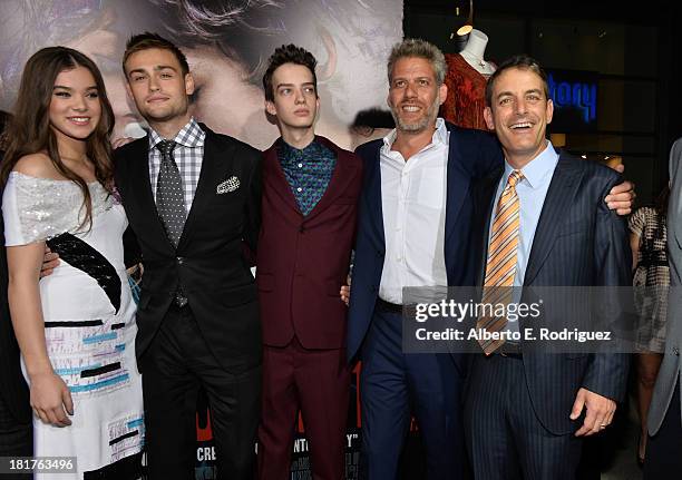 Actors Hailee Steinfeld, Douglas Booth, Kodi Smit-McPhee, producers Lawrence Elman and Doug Mankoff arrive at the premiere of Relativity Media's...