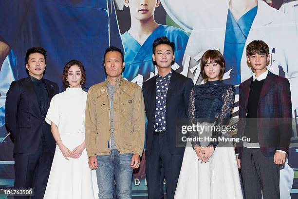 Actors Kwon Sang-Woo, Jung Ryeo-Won, Ju Ji-Hoon, Oh Yeon-Seo and Minho of South Korean boy band SHINee attend MBC drama "Medical Top Team" press...