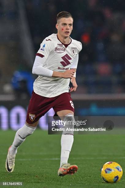 Ivan Ilić of Torino FC in action during the Serie A TIM match between Bologna FC and Torino FC at Stadio Renato Dall'Ara on November 27, 2023 in...