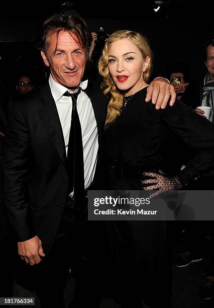 Sean Penn and Madonna attend Madonna and Steven Klein secretprojectrevolution at the Gagosian Gallery on September 24, 2013 in New York City.