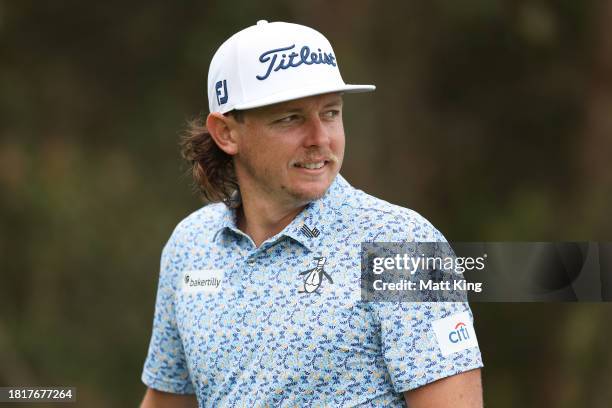 Cameron Smith plays a practise round ahead of the ISPS HANDA Australian Open at The Lakes on November 28, 2023 in Sydney, Australia.