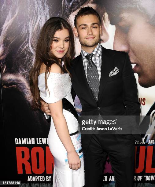 Actress Hailee Steinfeld and actor Douglas Booth attend the premiere of "Romeo And Juliet" at ArcLight Hollywood on September 24, 2013 in Hollywood,...