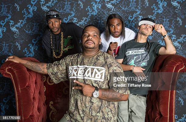 Krayzie Bone, Wish Bone, Flesh-n-Bone and Bizzie Bone of Bone Thugs-n-Harmony pose for 'Skee Live' at L.A. Live on September 24, 2013 in Los Angeles,...