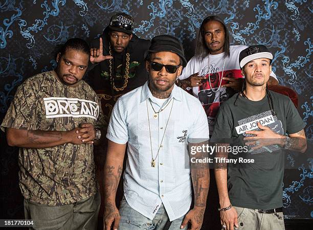 Wish Bone, Krazie Bone, TY$, Flesh-n-Bone and Bizzie Bone of Bone Thugs-n-Harmony pose for 'Skee Live' at L.A. Live on September 24, 2013 in Los...