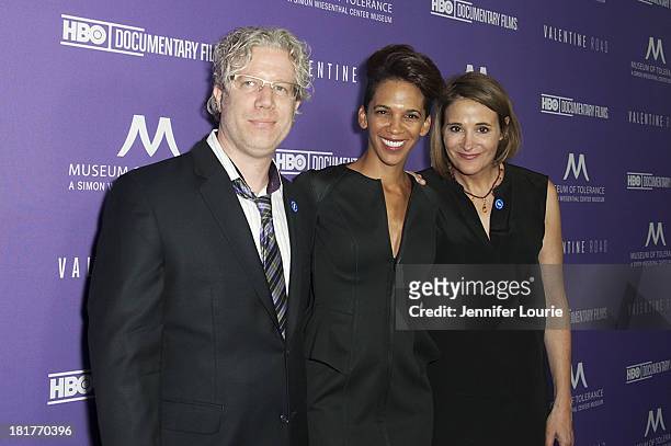 Producer Eddie Schmidt, director Marta Cunningham, and producer Sasha Alpert attend the Los Angeles premiere screening of 'Valentine Road' at The...