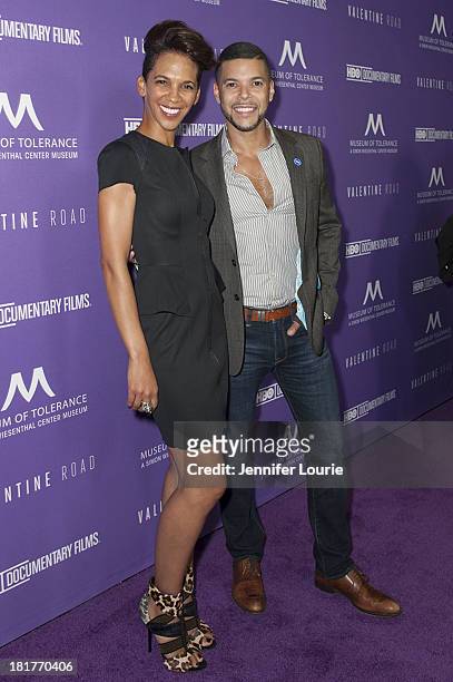 Director Marta Cunningham and actor Wilson Cruz attend the Los Angeles premiere screening of 'Valentine Road' at The Museum of Tolerance on September...