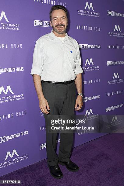 Writer Alan Ball attends the Los Angeles premiere screening of 'Valentine Road' at The Museum of Tolerance on September 24, 2013 in Los Angeles,...
