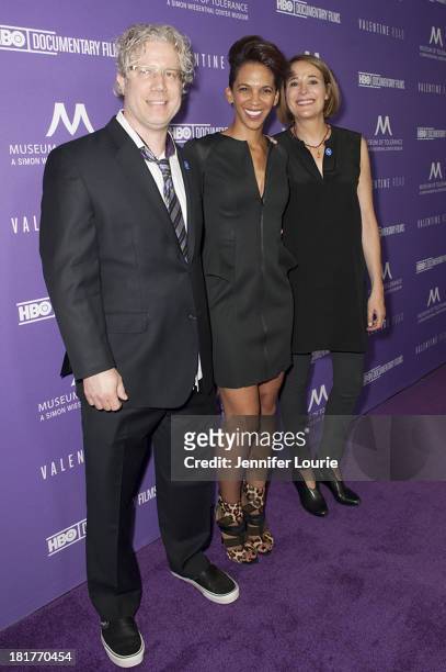 Producer Eddie Schmidt, director Marta Cunningham, and producer Sasha Alpert attend the Los Angeles premiere screening of 'Valentine Road' at The...