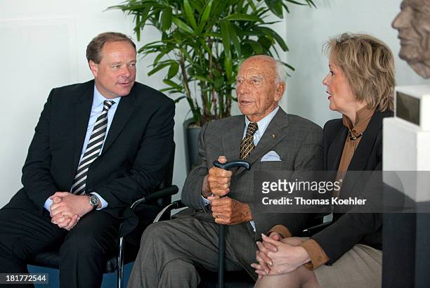 Dirk Niebel, FDP, Federal Minister of Economic Cooperation and Development, former German Federal President Walter Scheel and Gudrun Kopp, on the...