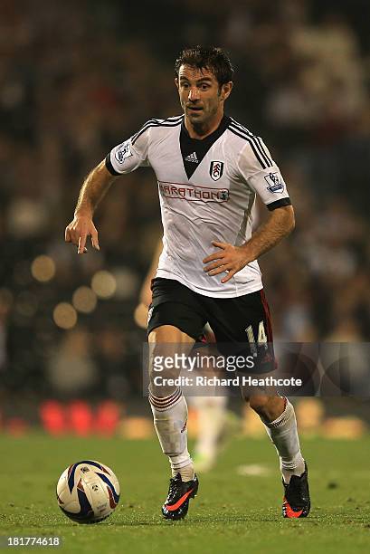Giorgos Karagounis of Fulham in action during the Captial One Cup Third Round match between Fulham and Everton at Craven Cottage on September 24,...