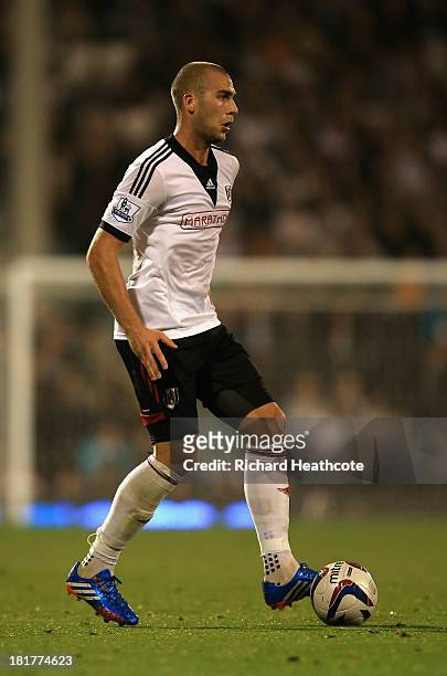 Pajtim Kasami of Fulham in action during the Captial One Cup Third Round match between Fulham and Everton at Craven Cottage on September 24, 2013 in...