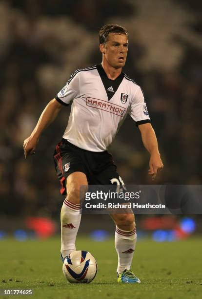 Scott Parker of Fulham in action during the Captial One Cup Third Round match between Fulham and Everton at Craven Cottage on September 24, 2013 in...