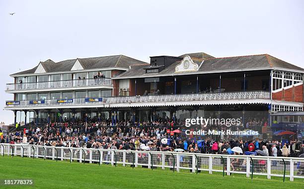 General view of the main stand at Ayr racecourse on September 21, 2013 in Ayr, Scotland.
