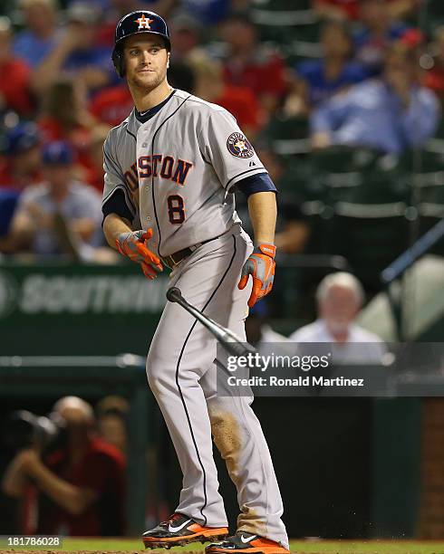 Trevor Crowe of the Houston Astros at Rangers Ballpark in Arlington on September 24, 2013 in Arlington, Texas.