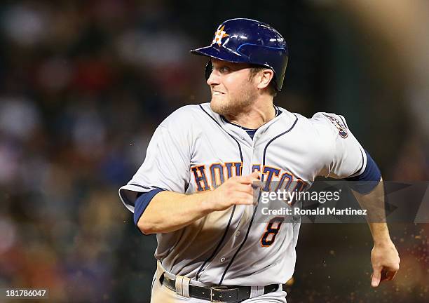 Trevor Crowe of the Houston Astros at Rangers Ballpark in Arlington on September 24, 2013 in Arlington, Texas.