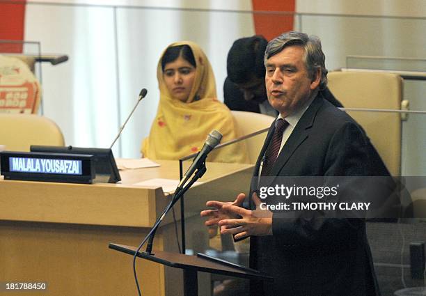 Gordon Brown and Malala Yousafzai attend a special event on Delivering on the Global Education Promise, on the occasion of the one-year anniversary...