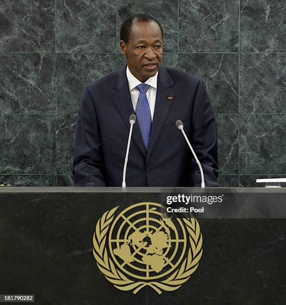 President of Burkina Faso Blaise Compaore speaks during the 68th Session of the United Nations General Assembly on September 25, 2013 in New York...