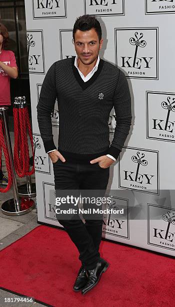 Peter Andre attends a photocall to launch the KEY Fashion brand at Vanilla on September 25, 2013 in London, England.