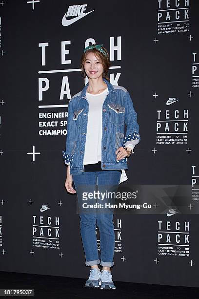South Korean actress Yoon So-Y attends a promotional event for the NIKE "Tech Pack" Showcase at Shilla Hotel on September 24, 2013 in Seoul, South...