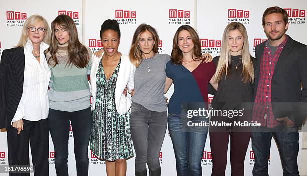 Blythe Danner, Playwright Amanda Peet, Nilaja Sun, Sarah Jessica Parker, Ali Marsh, Zoe Levin and Michael Stahl-David attending the Meet & Greet for...