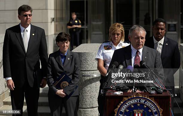 Special Agent in Charge of the Washington Field Division of the Bureau of Alcohol, Tobacco, and Firearms Carl Vasilko speaks on the Navy Yard...