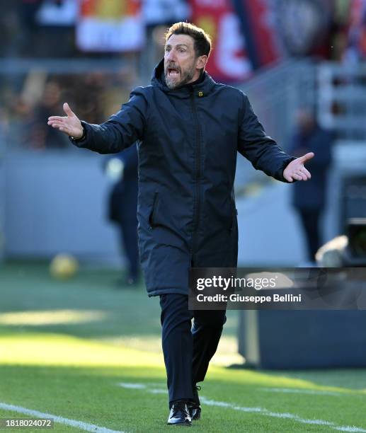 Eusebio Di Francesco head coach of Frosinone Calcio reacts during the Serie A TIM match between Frosinone Calcio and Genoa CFC at Stadio Benito...
