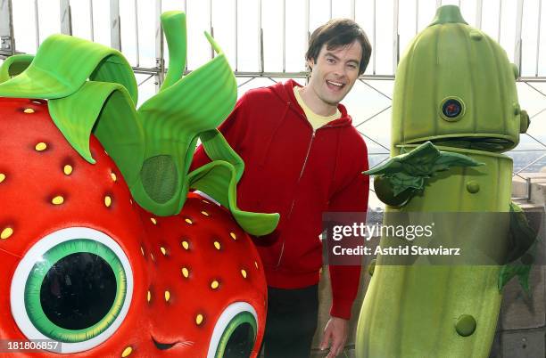 Actor Bill Hader visits The Empire State Building in celebration Of "Cloudy With A Chance Of Meatballs 2" release on September 25, 2013 in New York...