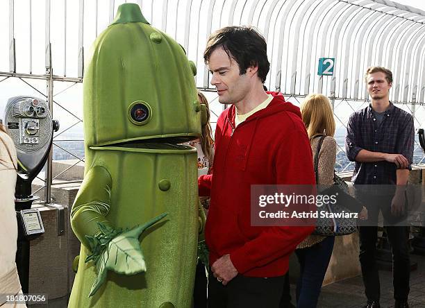 Actor Bill Hader visits The Empire State Building in celebration Of "Cloudy With A Chance Of Meatballs 2" release on September 25, 2013 in New York...