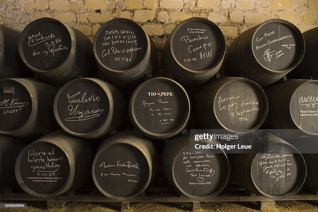 Celebrity sherry casks at Bodega Tio Pepe