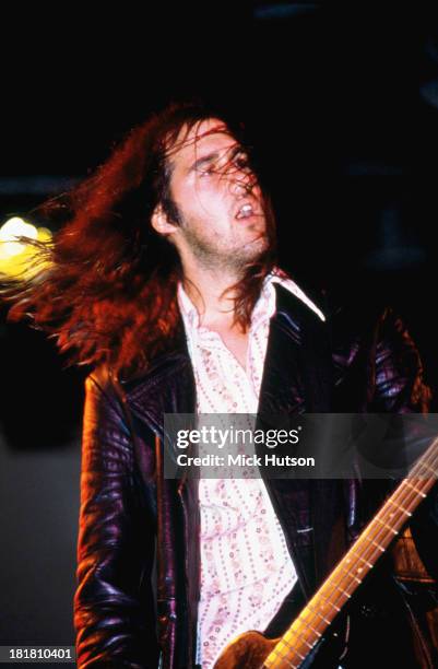 Bassist Krist Novoselic performing with American rock group Nirvana at the Reading Festival, Berkshire, 30th August 1992.