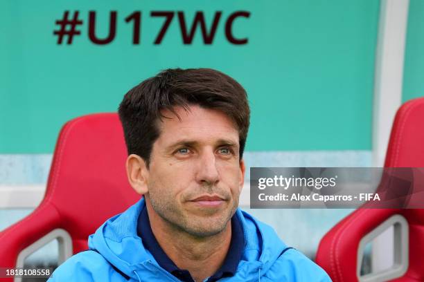 Diego Placente, Manager of Argentina during the FIFA U-17 World Cup Semi Final match between Argentina and Germany at Manahan Stadium on November 28,...