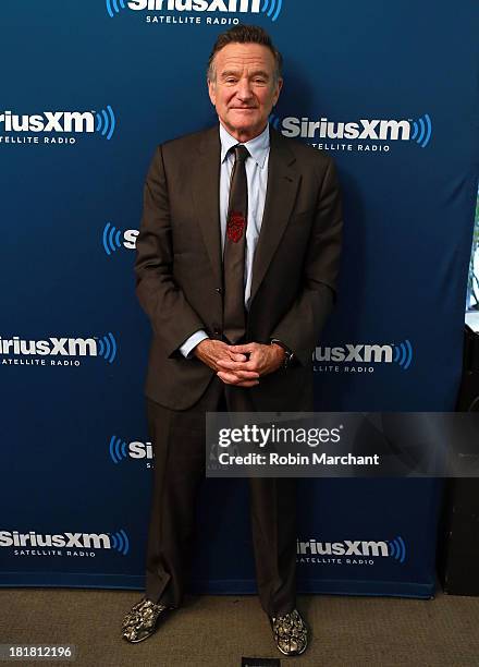 Robin Williams poses at SiriusXM's 'Town Hall' series at SiriusXM Studios on September 25, 2013 in New York City.