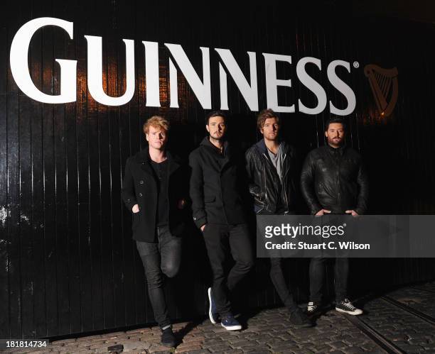 Stephen Garrigan, Jason Boland, Mark Prendergast and Vinny May from Kodaline pose prior to the From The Storehouse With Dermot Whelan show, which...