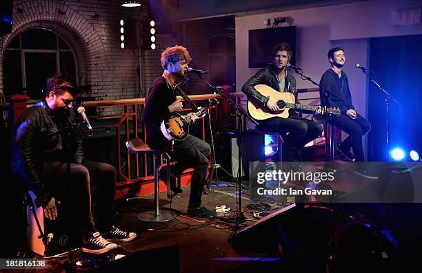 Vinny May, Stephen Garrigan, Mark Prendergast and Jason Boland from Kodaline perform on the From The Storehouse With Dermot Whelan show, which aired...