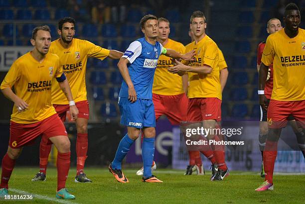 Jelle Vossen of Krc Genk in action during the Cofidis Cup match between KRC Genk and AFC Tubize on September 25, 2013 in Genk, Belgium.