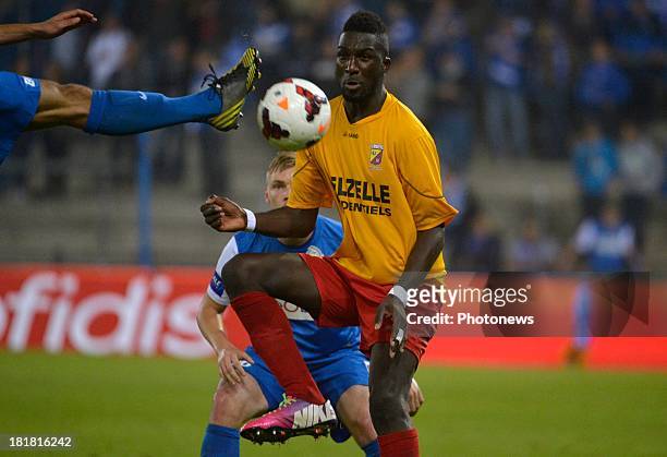 Lonsana Doumbouya of AFC Tubize in action during the Cofidis Cup match between KRC Genk and AFC Tubize on September 25, 2013 in Genk, Belgium.