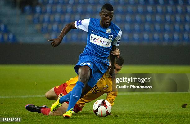 Masika Ayub of Krc Genk in action during the Cofidis Cup match between KRC Genk and AFC Tubize on September 25, 2013 in Genk, Belgium.