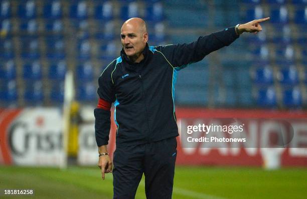 Dante Brogno Headcoach of AFC Tubize in action during the Cofidis Cup match between KRC Genk and AFC Tubize on September 25, 2013 in Genk, Belgium.