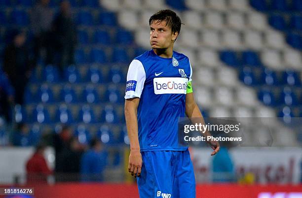 Jelle Vossen of Krc Genk in action during the Cofidis Cup match between KRC Genk and AFC Tubize on September 25, 2013 in Genk, Belgium.