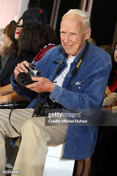 Bill Cunnigham attends the Rochas show as part of the Paris Fashion Week Womenswear Spring/Summer 2014 on September 25, 2013 in Paris, France.