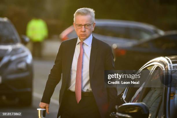 Levelling-up Secretary Michael Gove arrives ahead of his appearance at the Covid Inquiry on November 28, 2023 in London, England. The UK's Secretary...