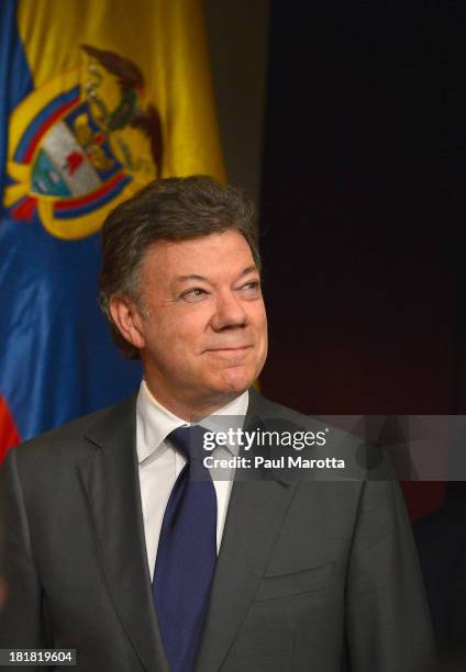 President of the Republic of Colombia, Juan Manuel Santos Calderon, speaks at the Harvard University JFK School of Government John F. Kennedy Jr....