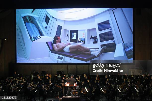 Stanley Kubrick's "2001: A Space Odyssey," with live music from the soundtrack, performed by the New York Philharmonic, at Avery Fisher Hall on...