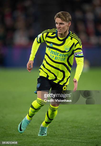 Martin Odegaard of Arsenal during the Premier League match between Brentford FC and Arsenal FC at Gtech Community Stadium on November 25, 2023 in...