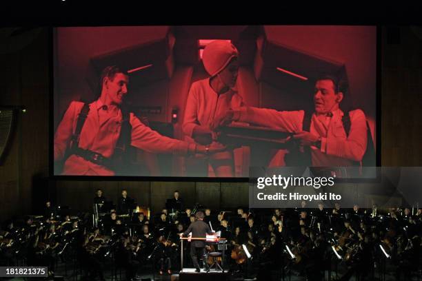 Stanley Kubrick's "2001: A Space Odyssey," with live music from the soundtrack, performed by the New York Philharmonic, at Avery Fisher Hall on...