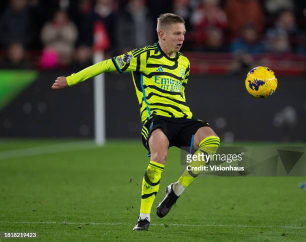 Oleksandr Zinchenko of Arsenal during the Premier League match between Brentford FC and Arsenal FC at Gtech Community Stadium on November 25, 2023 in...